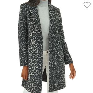 Kensie Leopard Print Single Breasted Coat, Size L